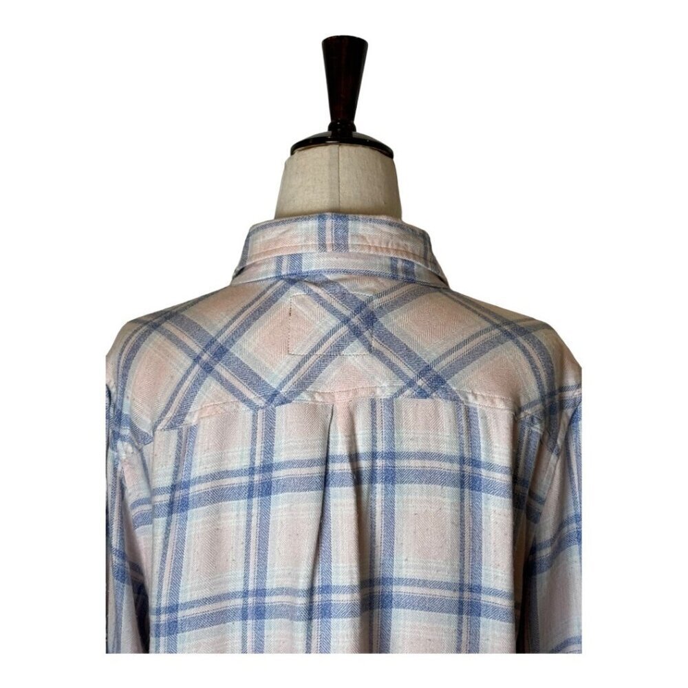 Rails Shirt Women Medium Pink Plaid Collared Button Down Cropped Flannel Top - Picture 5 of 10